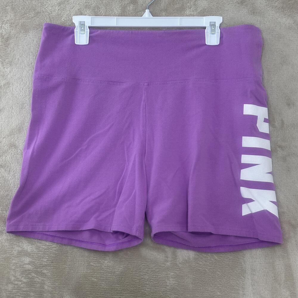 PINK Victoria's Secret Shorts Womens XXL Purple Biker Logo Stretch Activewear